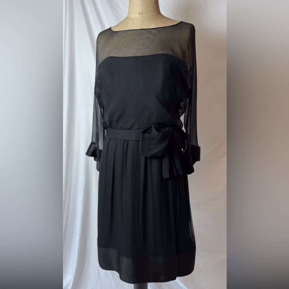 Dior 60s Vintage couture Black Sheer Sleeve Dress